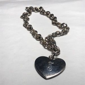 Sterling Initial J Heart Link Bracelet